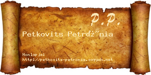 Petkovits Petrónia névjegykártya